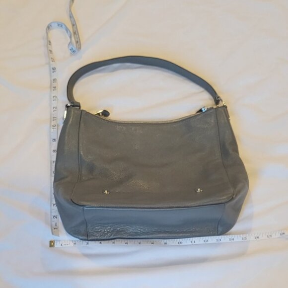 Lauren Ralph Lauren Dark Gray Pebbled Leather Hobo Bag - Picture 10 of 16
